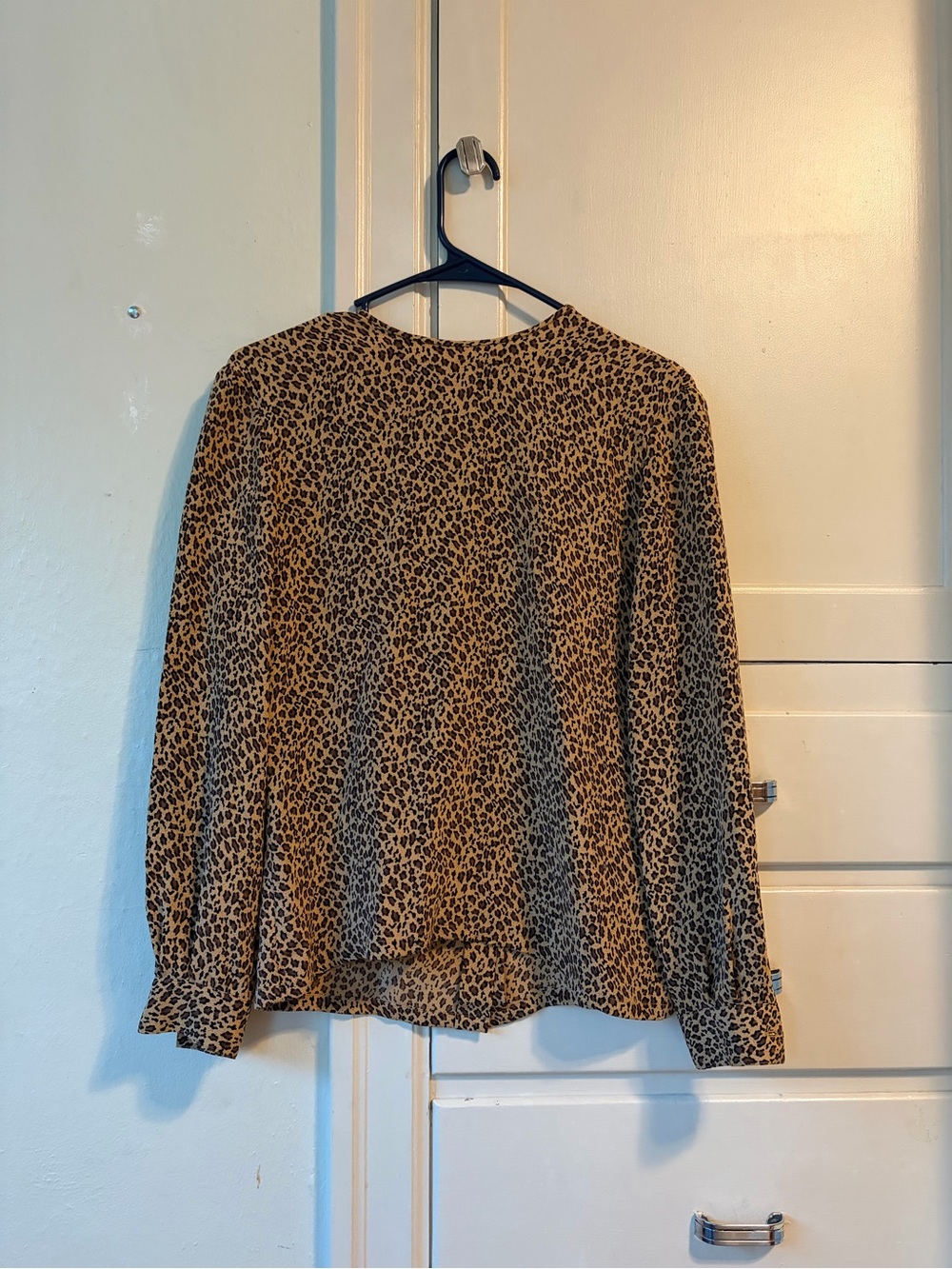 Leopard Print Long-Sleeve Blouse